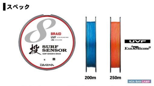 Dây Dù Daiwa UVF Surf Sensor 8 Braid + SI 200m (4 Màu)