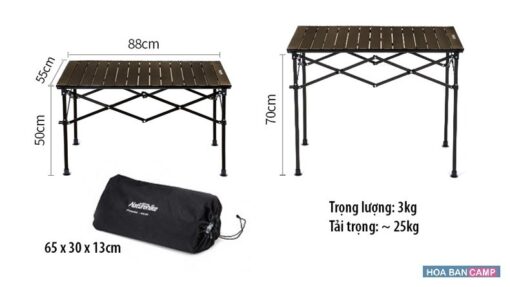 Bàn Hợp Kim Gấp Gọn FT09 NatureHike NH20JJ023 có khả năng thay đổi chiều cao từ 50cm lên 70cm, vô cùng đa năng trong các hoạt động cắm trại, dã ngoại.