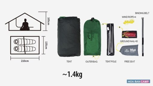 Lều 2 Người Leo Núi, Dã Ngoại NatureHike Force UL2 NH20ZP080