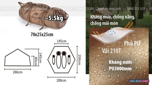 Lều Gia Đình 3-4 Người Lục Giác NatureHike NH21ZP001