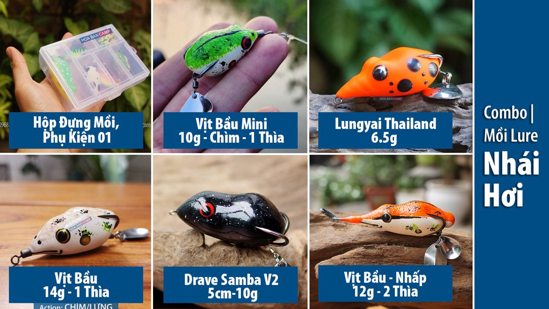 Combo Mồi Lure Nhái Hơi | Hộp 5 Con