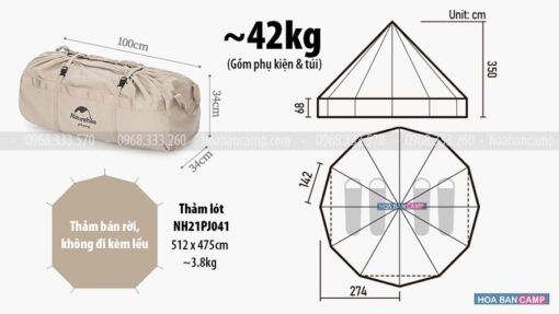 Leu Glamping 5-8 nguoi NatureHike Brighten 20 NH20ZP012