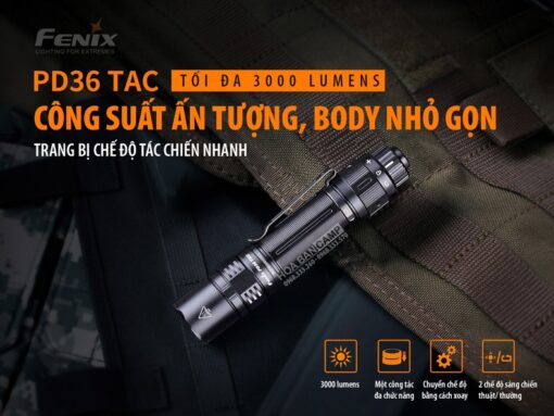 Den Pin Fenix PD36 Tactical - 3000 Lumens