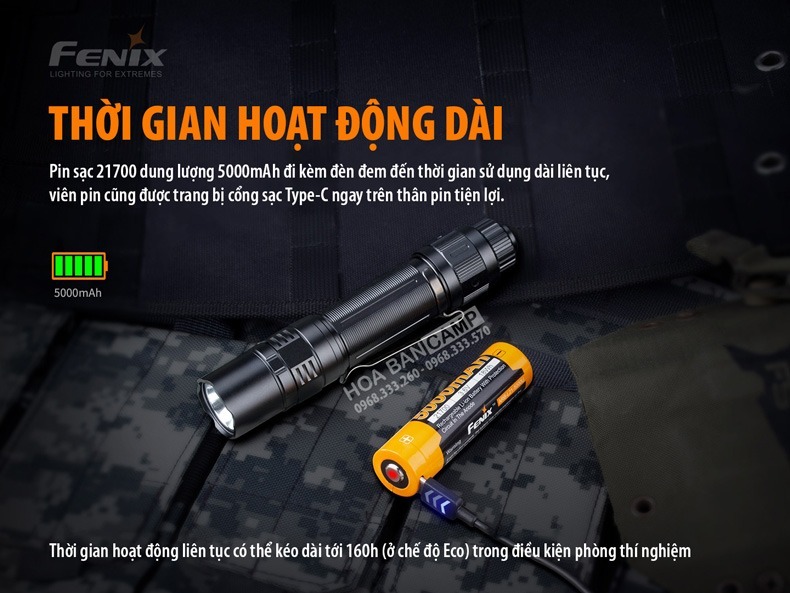 Den Pin Fenix PD36 Tactical - 3000 Lumens