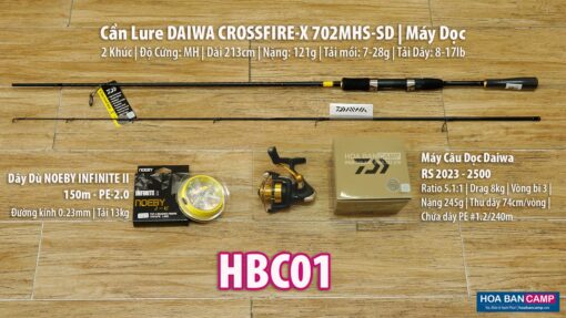 Combo Cần Máy Dọc Daiwa Crossfire-X, RS 2023, NOEBY 150m