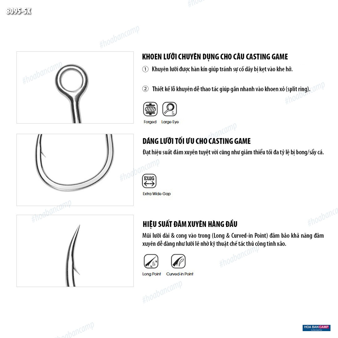 Noeby Replacement Inline Single Hooks 8095-5X